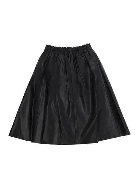 Fusta Black Skirt with elasticated waist and tone-on-tone logo patch in viscose Girl