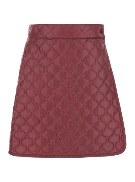 Fusta Bordeaux Miniskirt with Quilted Motif and Logo Patch on the Rear in Tech Fabric Woman
