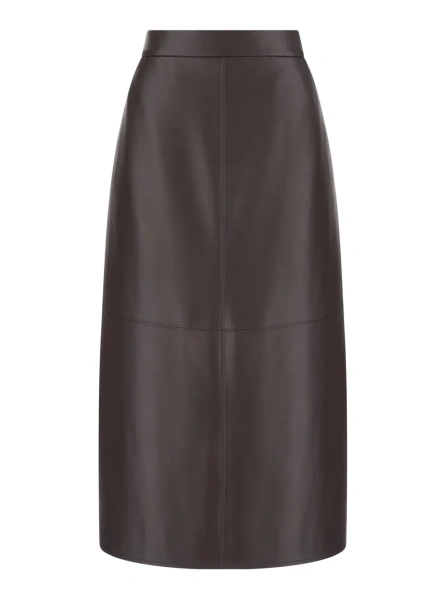 Fusta Brown women's leather-effect jersey skirt in Tech Fabric