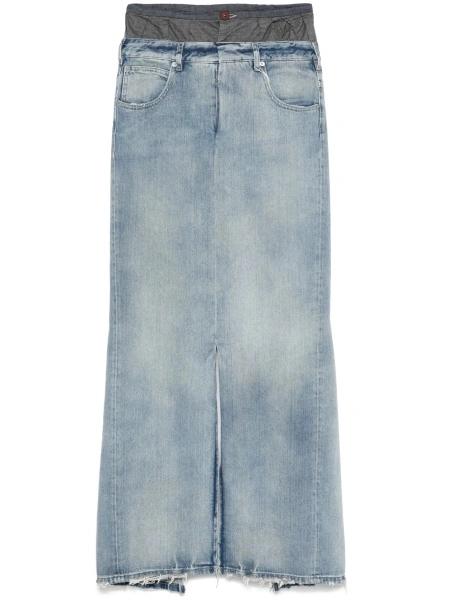 Fusta drepte Maison Margiela albastra din bumbac