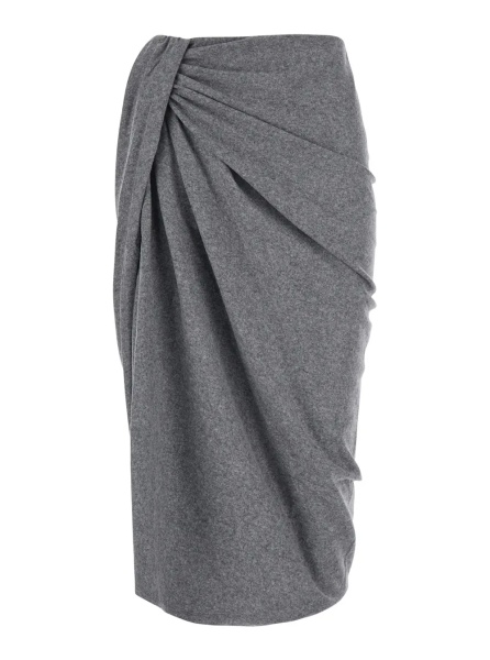Fusta 'JELDIA' grey Skirt with gathered design in fabric and wool for women