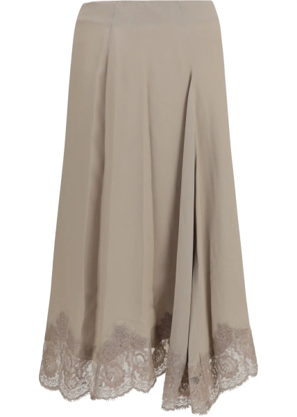 Fusta P.A.R.O.S.H. Silk blend midi Skirt with lace hem