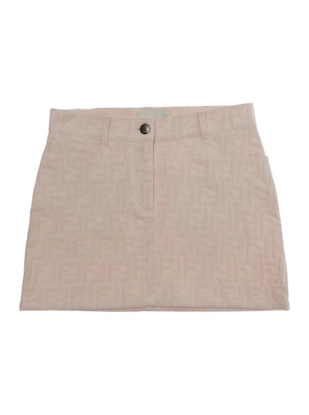 Fusta Pink 'FF' Skirt with Belt Loops and Five-Pocket Design in Denim for Women