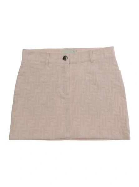 Fusta Pink 'FF' Skirt with Belt Loops and Five-Pocket Design in Denim for Women