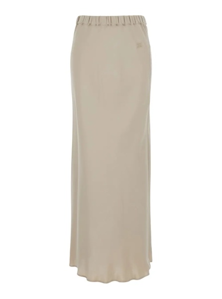 Fusta 'Sospiro' Beige Skirt with Logo Embroidery on the Front and Elasticized Waist in Silk for Women