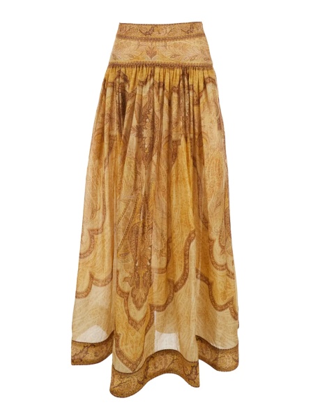 Fusta 'Wanderlust' Multicolor Flared Skirt with Rear Zip Closure and All-Over Paisley Motif in Cotton Blend Woman