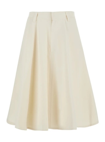 Fusta White Flared Skirt with Monile detail on the back in cotton blend for women
