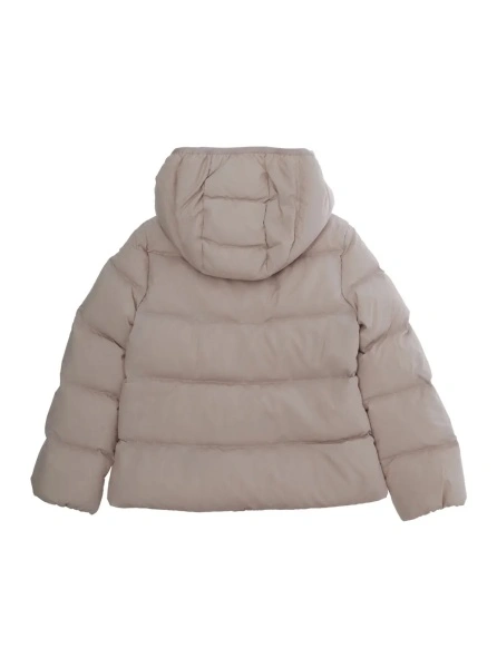 Geaca de Iarna 'Beulah' Pink Down jacket with hood and logo patch on the sleeve in Tech Fabric for girls