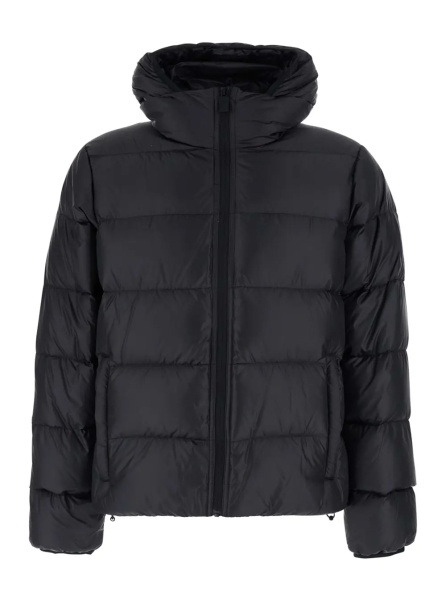 Geaca de Iarna black Down jacket with Front Zip and Side Pockets in Tech Fabric Men