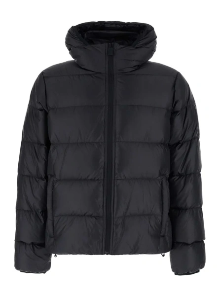 Geaca de Iarna black Down jacket with Front Zip and Side Pockets in Tech Fabric Men
