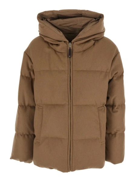 Geaca de Iarna Down jacket Dama with high collar and long sleeves in Tech Fabric Beige Woman