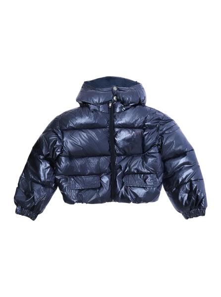 Geaca de Iarna Down jacket with high collar and long sleeves in Tech Fabric Blue for Girl