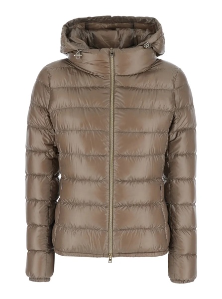Geaca de Iarna 'Giada' Beige Down jacket with Removable Hood in Tech Fabric for Women