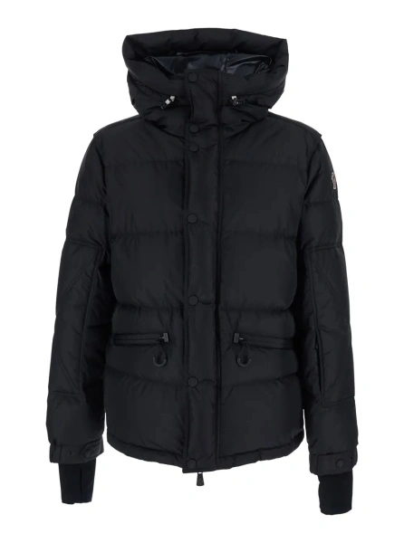 Geaca de Iarna 'KASANKA' Black Down jacket with hood with drawstring and logo patch on the sleeve in Tech Fabric Men