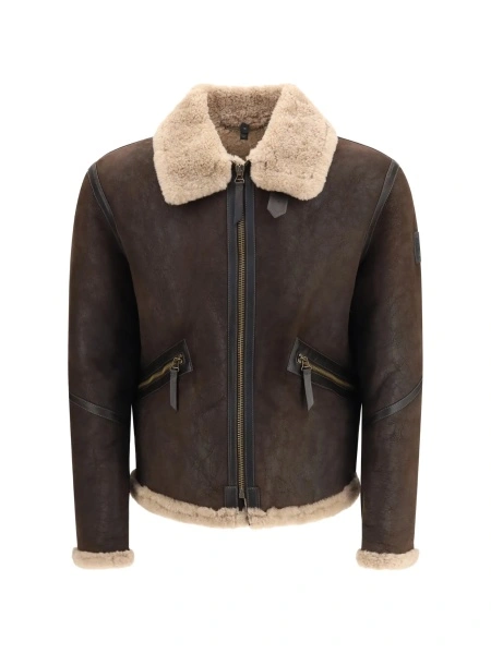 Geaca de piele Belstaff maro din piele