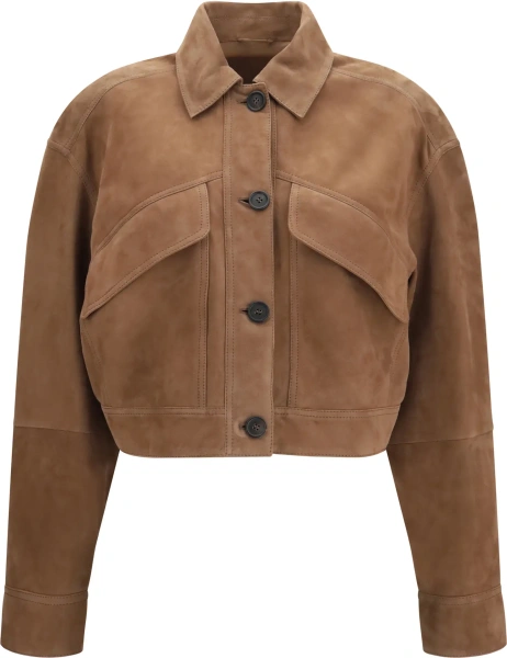 Geaca de Piele Cropped suede Jacket