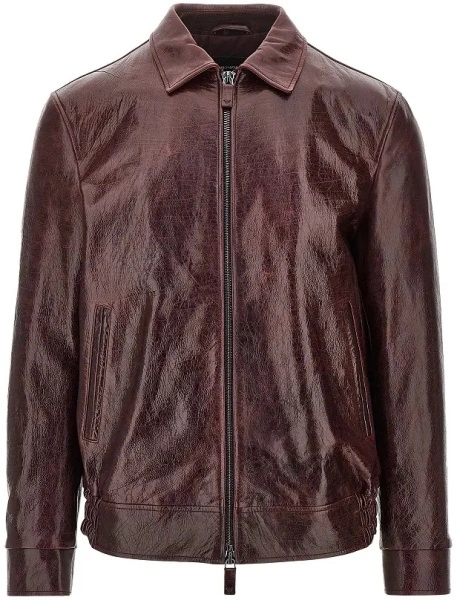 Geaca de Piele Leather jacket with wrinkled effect