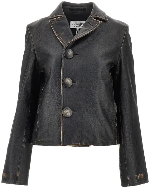 Geaca de Piele Vintage-effect leather jacket