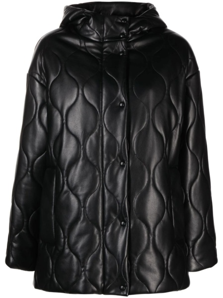 Geaca Oversize STAND STUDIO neagra din poliuretan si vascoza