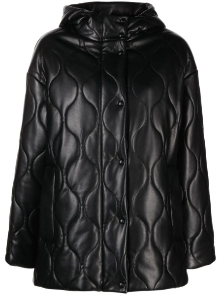 Geaca Oversize STAND STUDIO neagra din poliuretan si vascoza