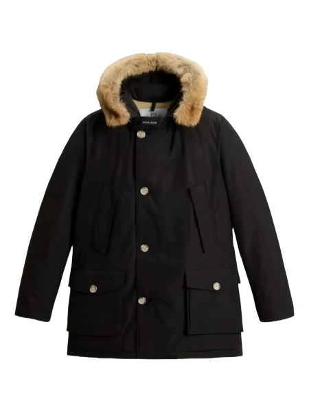 Geaca Parka Woolrich neagra din poliamida si bumbac