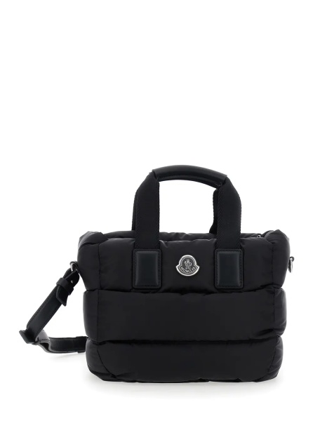 Geanta de mana Handbag 'Karadoc' Mini with Adjustable and Removable Shoulder Strap and Logo Patch on the Front in Black Tech Fabric for Women