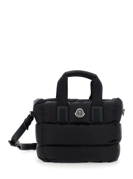 Geanta de mana Handbag 'Karadoc' Mini with Adjustable and Removable Shoulder Strap and Logo Patch on the Front in Black Tech Fabric for Women