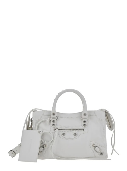 Geanta de mana 'Le City' White Small Handbag with Adjustable and Removable Shoulder Strap in Leather for Women