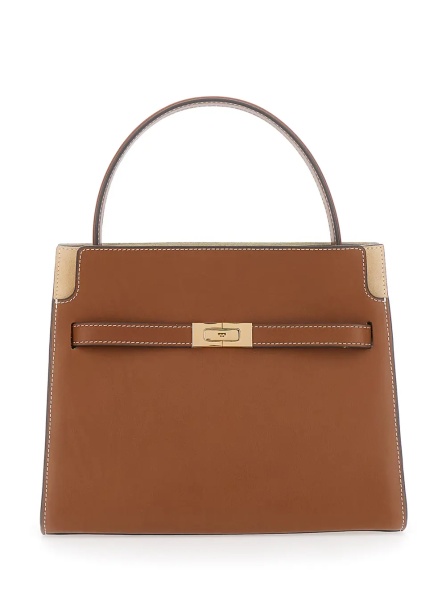 Geanta de mana 'Lee Radziwill' Brown Small Handbag with front strap closure in leather for women