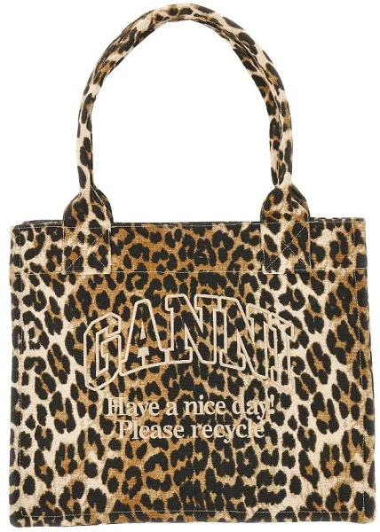 Geanta de mana Leopard canvas large tote bag