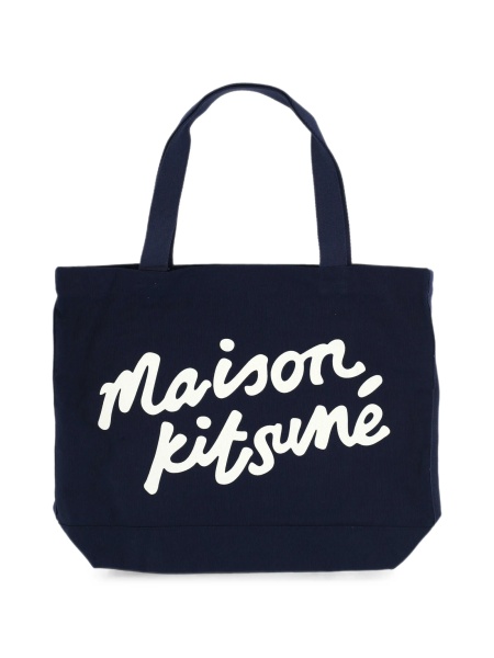 Geanta de mana MAISON KITSUNÉ albastra din bumbac