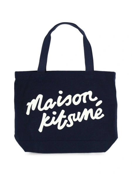 Geanta de mana MAISON KITSUNÉ albastra din bumbac