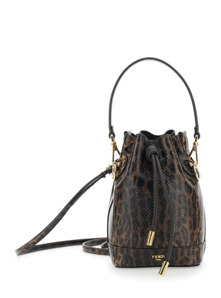 Geanta de mana 'Mon Tresor Mini' Brown Handbag with Removable Shoulder Strap and Jaguar Print in Leather Woman