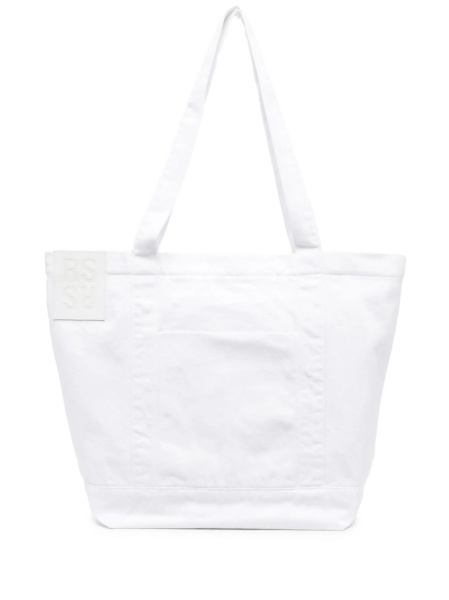 Geanta de mana Raf Simons alba din bumbac si piele