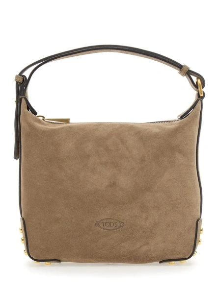 Geanta de mana TOD'S bej din piele intoarsa