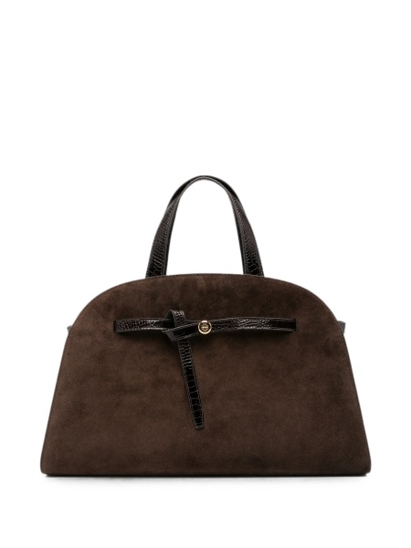 Geanta de mana Tory Burch maro din piele intoarsa