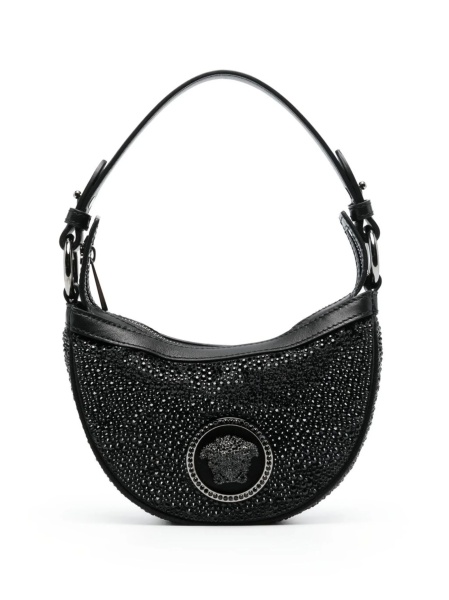 Geanta de mana Versace neagra din matase si piele