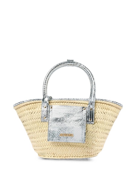 Geanta de plaja JACQUEMUS neutra din rafie