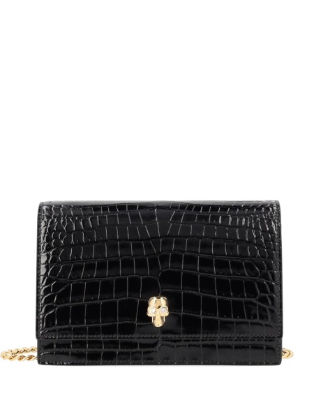 Geanta de umar Alexander McQueen neagra din piele