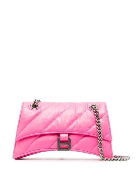 Geanta de umar Balenciaga Crush roz din piele