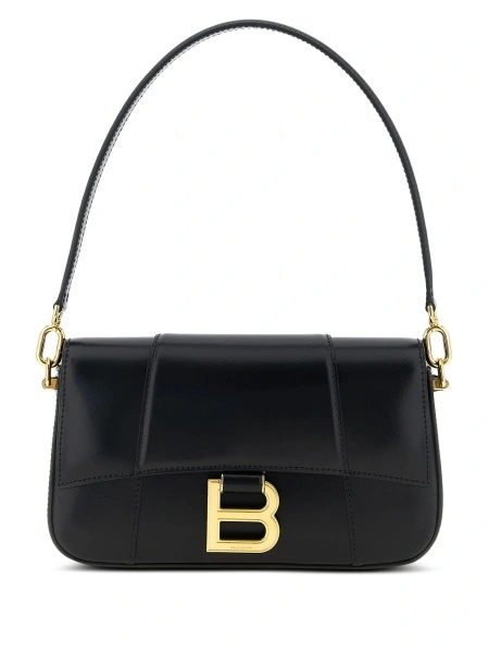 Geanta de umar Balenciaga Hourglass neagra din piele