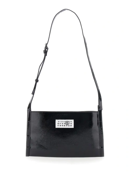 Geanta de umar Black Crossbody bag with Adjustable Strap and Numeric Logo Patch on the Front in Tech Fabric Girl