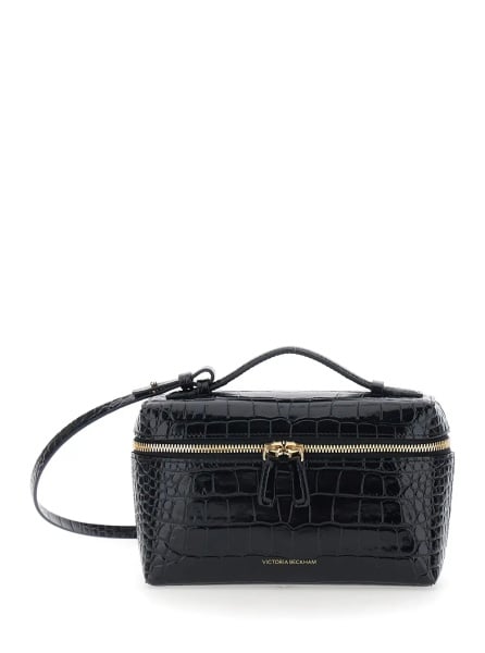 Geanta de umar Black Crossbody bag with logo lettering on the front and adjustable and removable strap in leather for women