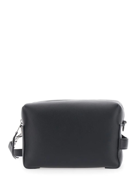 Geanta de umar Black Crossbody bag with logo on the side and adjustable strap in leather for men