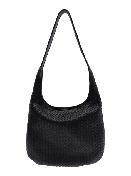 Geanta de umar Black 'Veneto' Crossbody bag with Intreccio Motif in Leather for Men