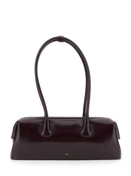 Geanta de umar 'Boat Wide' Bordeaux Shoulder bag with Two Top Handles in Leather for Women