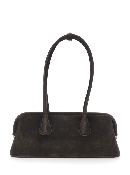 Geanta de umar 'Boat Wide' Brown Shoulder Bag with Round Handles in Suede Women
