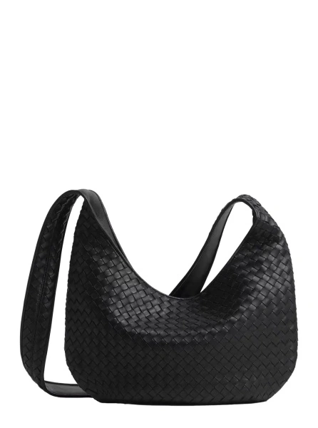 Geanta de umar Bottega Veneta neagra din piele