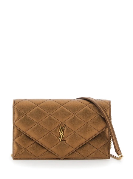 Geanta de umar Brown Crossbody bag with chain strap and Cassandre plaque on the front in leather for women