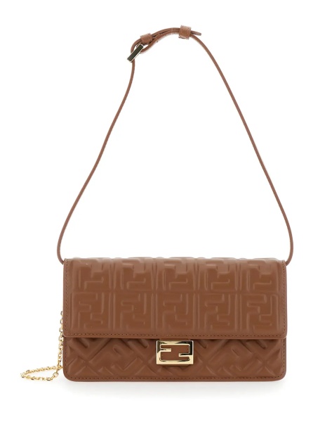 Geanta de umar Brown Crossbody bag with FF All-Over Relief Motif in Leather for Women